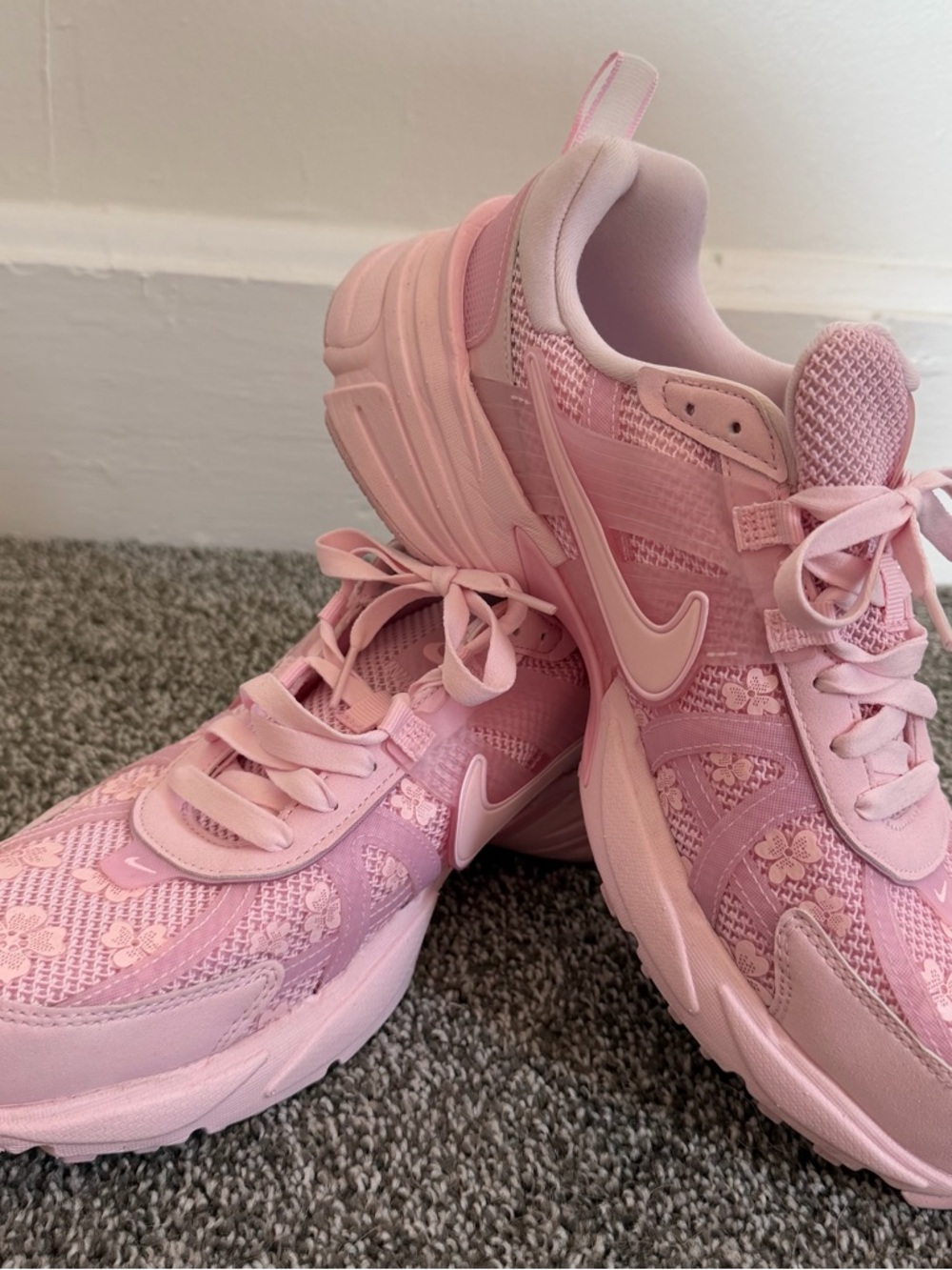 Nike Women's Pink Floral-Trim Athletic Sneakers